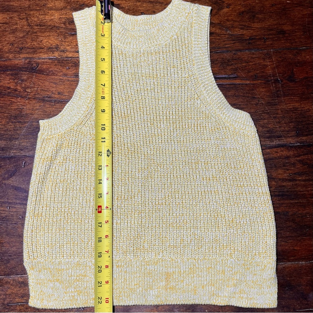 525 Women's Sz S Sleeveless Tank Yellow White Normcore Y2K Preppy Classic Modern - Picture 9 of 9